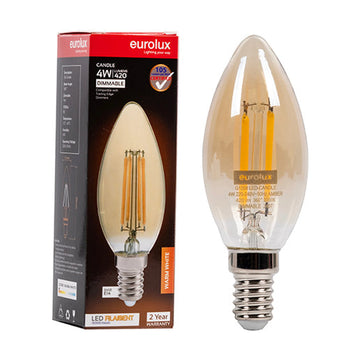 Eurolux LED Filament Globe Candle Amber 4w E14 2700K Dimmable - image 01