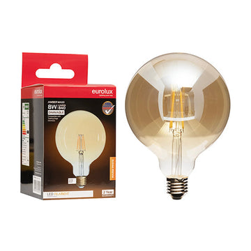 Eurolux LED Filament Globe Maxi Globe 125mm Amber 8w E27 2700K Dimmable - image 01