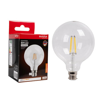 Eurolux LED Filament Globe Maxi Globe G125 8w B22 3000K Dimmable - image 01