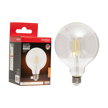 Eurolux LED Filament Globe Maxi Globe 125mm 8w E27 3000K Dimmable - image 01