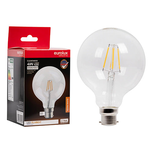 Eurolux LED Filament Globe Mini Maxi Globe G95 4w B22 3000K Dimmable in Electrical & Lighting,Lighting,Globes & Tubes