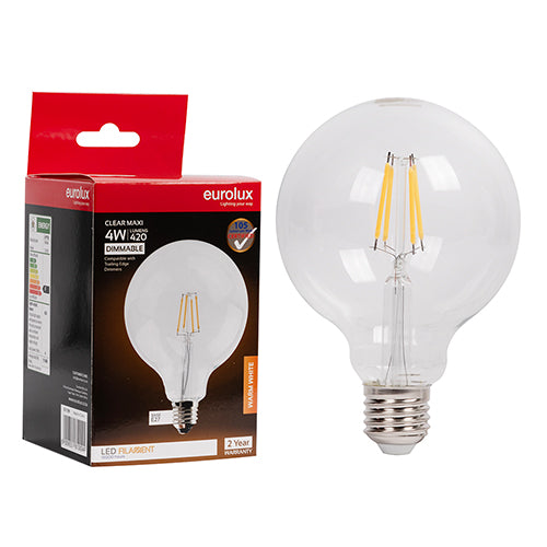 Eurolux LED Filament Globe Maxi Globe G95 4w E27 3000K Dimmable in Electrical & Lighting,Lighting,Globes & Tubes