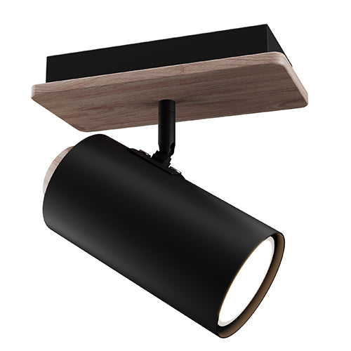 Eurolux Sol 1LT Spotlight Black/Wood GU10 1x5W in Electrical & Lighting,Lighting,Interior Lighting