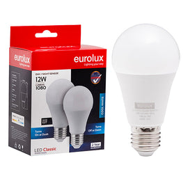 Eurolux LED Globe A60 Day/Night Sensor 12w E27 4000K Twin Pack Box in Electrical & Lighting,Lighting,Globes & Tubes