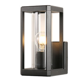 Eurolux Bhok Square Ali Outdoor Wall Light Black with Clear Glass in Electrical & Lighting,Lighting,Exterior Lighting