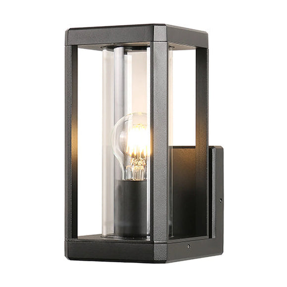 Eurolux Bhok Square Ali Outdoor Wall Light Black with Clear Glass - image 01