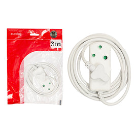 Eurolux 16A Side by Side Coupler Extension Lead (1.0mm x 3 Cores) White 3M