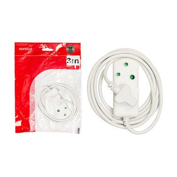 Eurolux 16A Side by Side Coupler Extension Lead (1.0mm x 3 Cores) White 3M - image 01