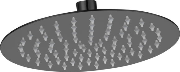 Brevik Round Shower Thin Shower Rose Black 200mm in Shower Heads