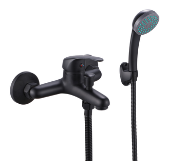 Pura Single Lever Bath Mixer Complete Black in Faucets