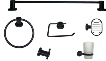 Brescia Bathroom Set 6Pce Black in Bathroom Accessory Sets