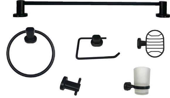 Brescia Bathroom Set 6Pce Black in Bathroom Accessory Sets