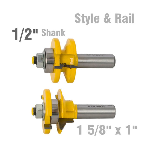 Pro-Tech Rail & Style Router Bit Set 1 5/8' x 1' Two Piece Ogee 1/2' Shank - image 01