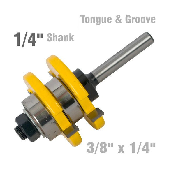 Pro-Tech Tongue & Groove Router Bit Assembly 3/8' x 1/4' 1/4' Shank - image 01