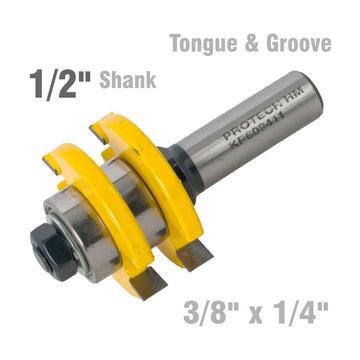 Pro-Tech Tongue & Groove Router Bit Assembly 3/8' x 1/4' 1/2' Shank - image 01