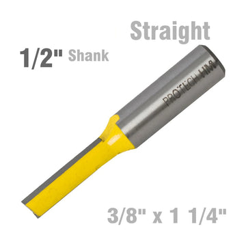 Pro-Tech Straight Router Bit 3/8'(9.5mm) x 1 1/4'(31.8mm) Cut 2 Flute With Bottom Cut - image 01