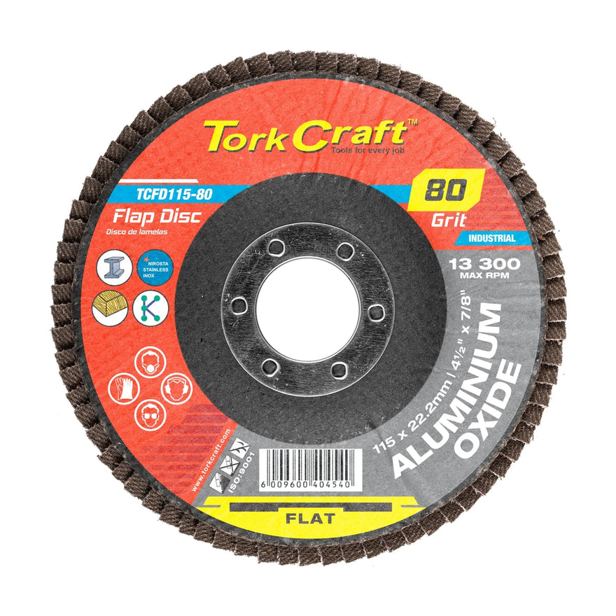 Tork Craft Flap Sanding Disc 115mm 80 Grit A/O - image 01
