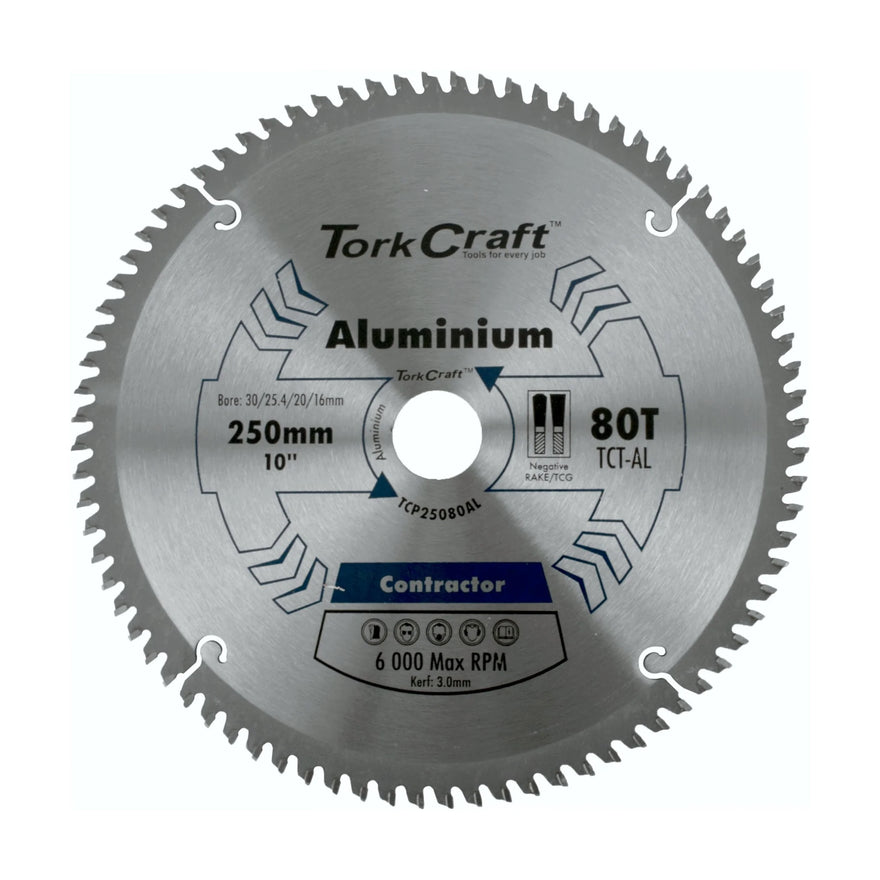 Tork Craft Blade Contractor Alum 250 X 80t TCG Neg 30mm Circular Saw TCT - image 01