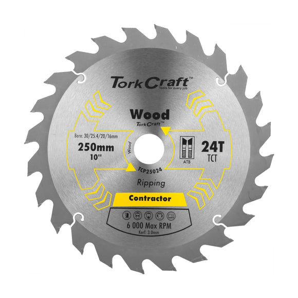 Tork Craft Blade Contractor 250 X 24t 30/16 Circular Saw TCT - image 01