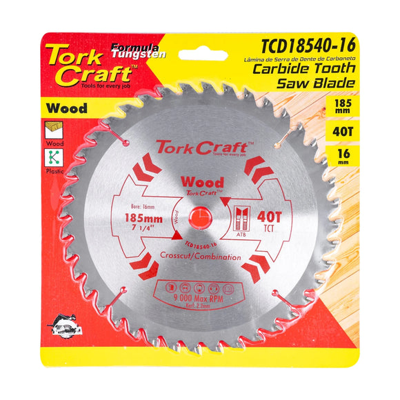 Tork Craft Blade TCT 185 X 40t 16mm General Purpose Combination - image 01