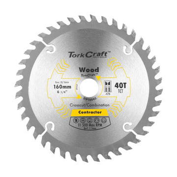 Tork Craft Blade Contractor 160 X 40t 20/16 Circular Saw TCT - image 01