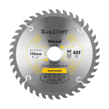 Tork Craft Blade Contractor 190 X 40t 30/20/16 Circular Saw TCT - image 01