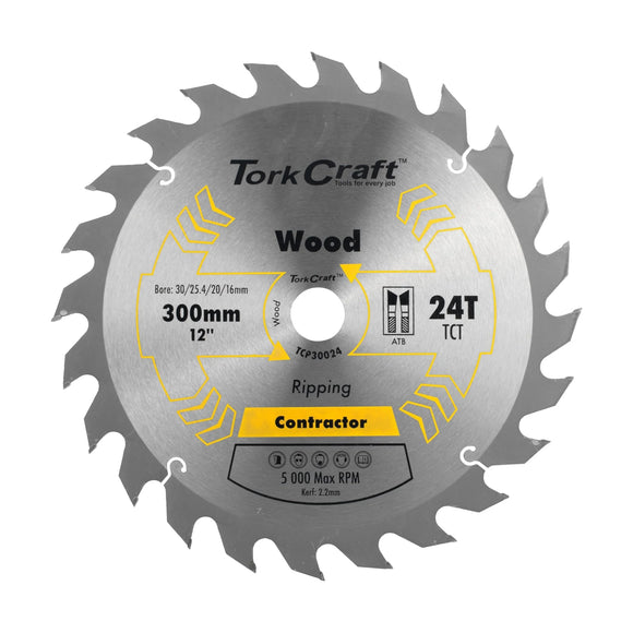 Tork Craft Blade Contractor 300 X 24t 30/1/20/16 Circular Saw TCT - image 01