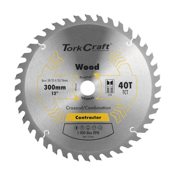 Tork Craft Blade Contractor 300 X 40t 30/1/20/16 Circular Saw TCT - image 01