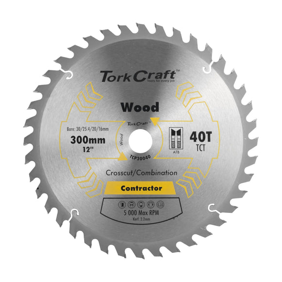 Tork Craft Blade Contractor 300 X 40t 30/1/20/16 Circular Saw TCT - image 01