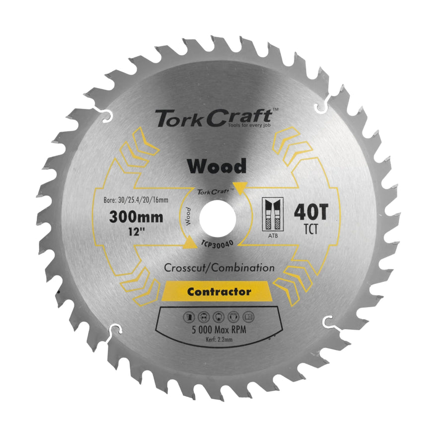 Tork Craft Blade Contractor 300 X 40t 30/1/20/16 Circular Saw TCT - image 01