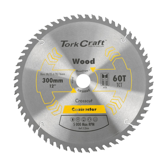 Tork Craft Blade Contractor 300 X 60t 30/1/20/16 Circular Saw TCT - image 01