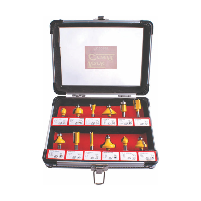 Tork Craft Router Bit Set 12pc/alu.case 1/4' - image 01