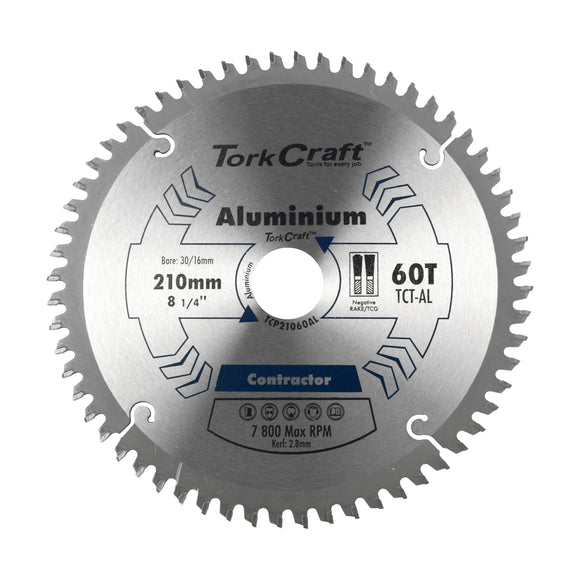 Tork Craft Blade Contactor Alum 210 X 60t 30/16 Circular Saw TCT - image 01