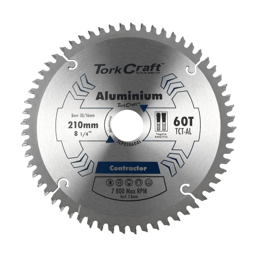 Tork Craft Blade Contactor Alum 210 X 60t 30/16 Circular Saw TCT - image 01