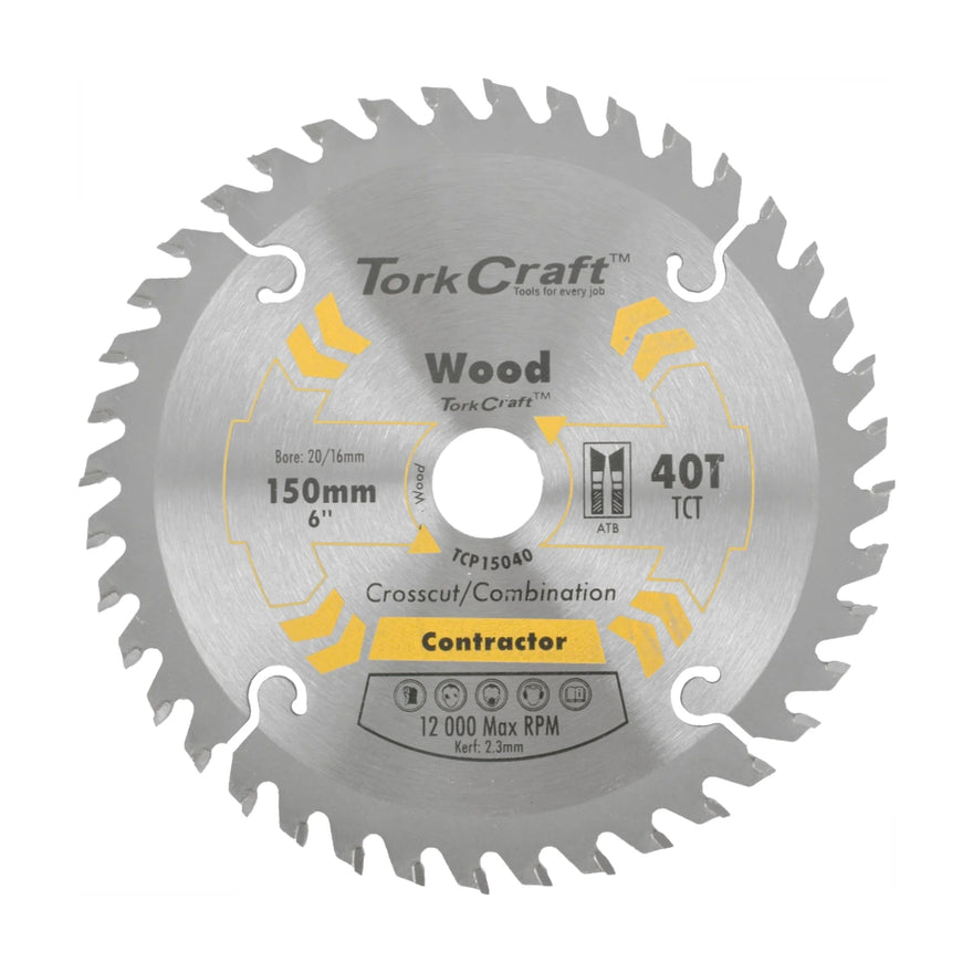 Tork Craft Blade Contractor 150 X 40t 20/16 Circular Saw TCT - image 01