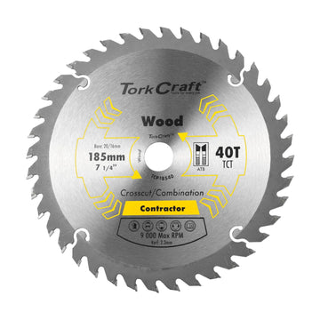 Tork Craft Blade Contractor 185 X 40t 20/16 Circular Saw TCT - image 01