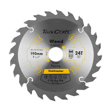 Tork Craft Blade Contractor 190 X 24t 30/20/16 Circular Saw TCT - image 01