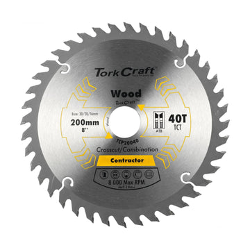 Tork Craft Blade Contractor 200 X 40t 30/1/20/16 Circular Saw TCT - image 01