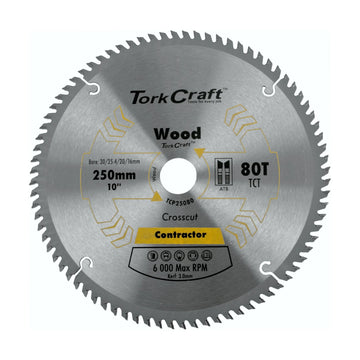 Tork Craft Blade Contractor 250 X 80t ATB 30/16 Circular Saw TCT - image 01