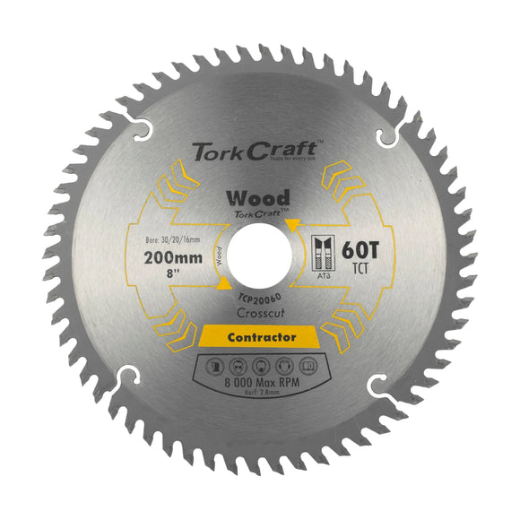 Tork Craft Blade Contractor 200 X 60t 30/20/16 Circular Saw TCT - image 01