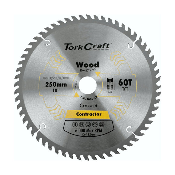 Tork Craft Blade Contractor 250 X 60t 30/20/16 Circular Saw TCT - image 01