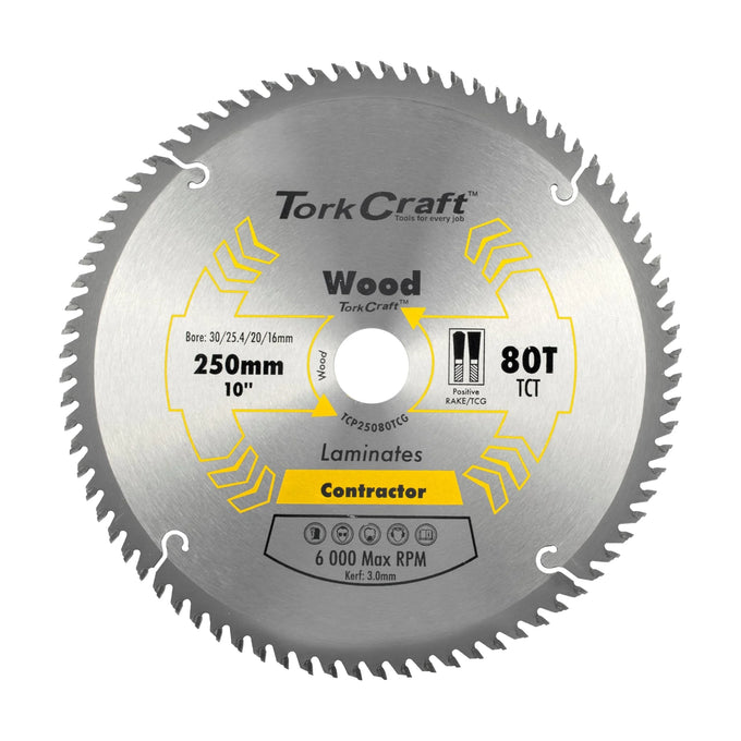 Tork Craft Blade Contractor 250 X 80t TCG Neg Circular Saw TCT - image 01