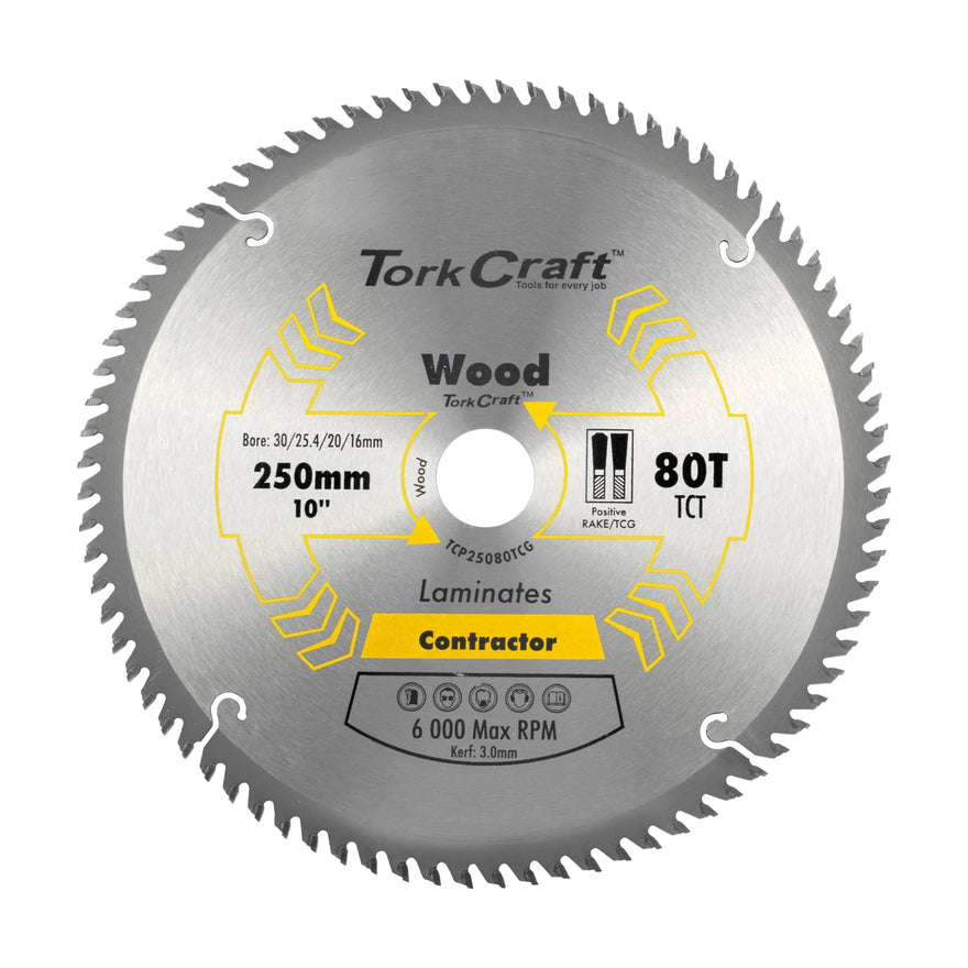 Tork Craft Blade Contractor 250 X 80t TCG Neg Circular Saw TCT - image 01