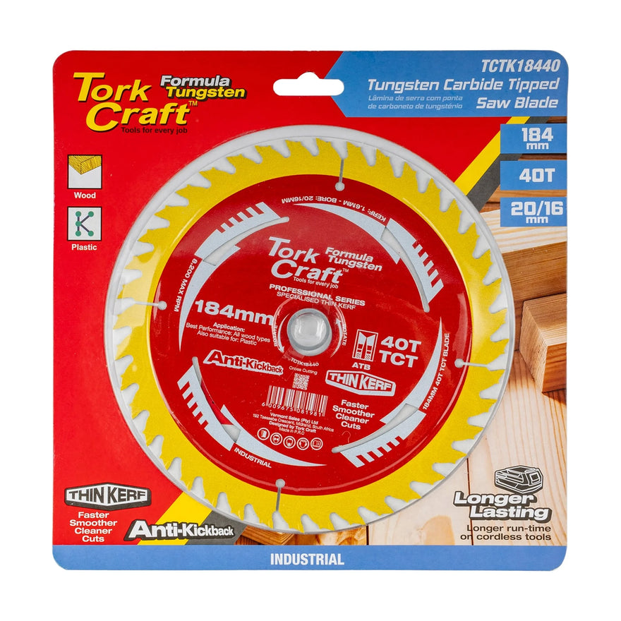 Tork Craft Saw Blade Thin Kerf 184 X 40t 20/16 TCT - image 01