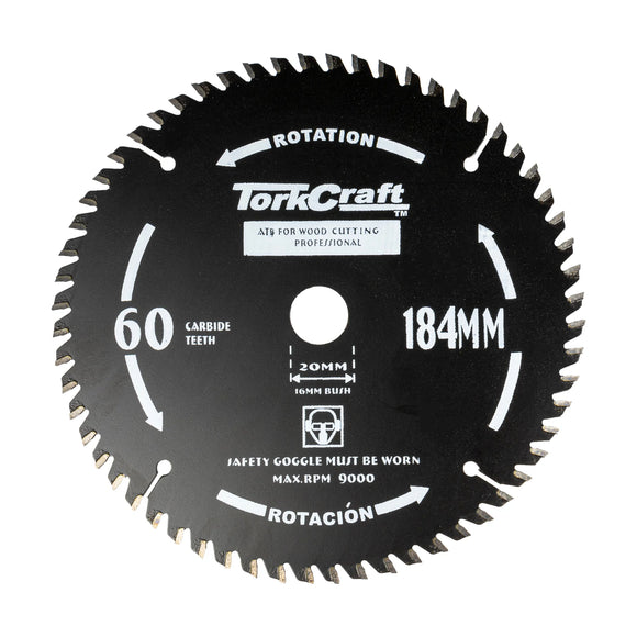 Tork Craft Saw Blade Thin Kerf 184 X 60t 20/16 TCT - image 01