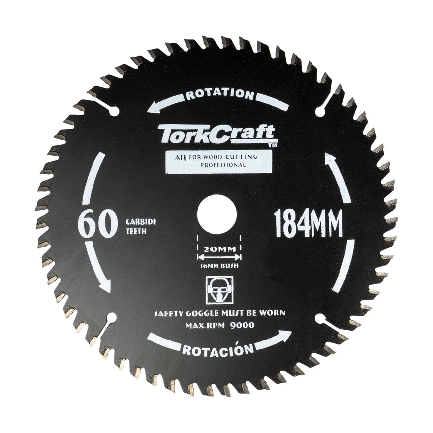 Tork Craft Saw Blade Thin Kerf 184 X 60t 20/16 TCT - image 01