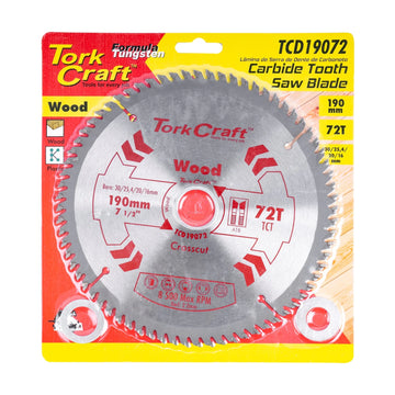Tork Craft Blade TCT 190 X 72t 30/25.4/20/16mm General Purpose Cross Cut Smooth - image 01
