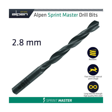Alpen HSS Sprint Master 2.8mm X1 Sleeved Din338 Alpen Drill Bit - image 01