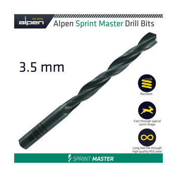 Alpen HSS Sprint Master 3.5mm X1 615035 Sleeved Din338 Alpen Drill Bit - image 01