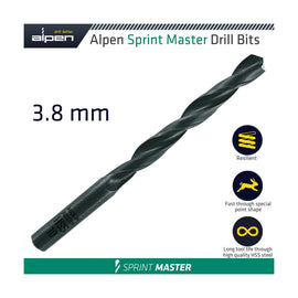 Alpen HSS Sprint Master 3.8mm X1 615038 Sleeved Din338 Alpen Drill Bit - image 01